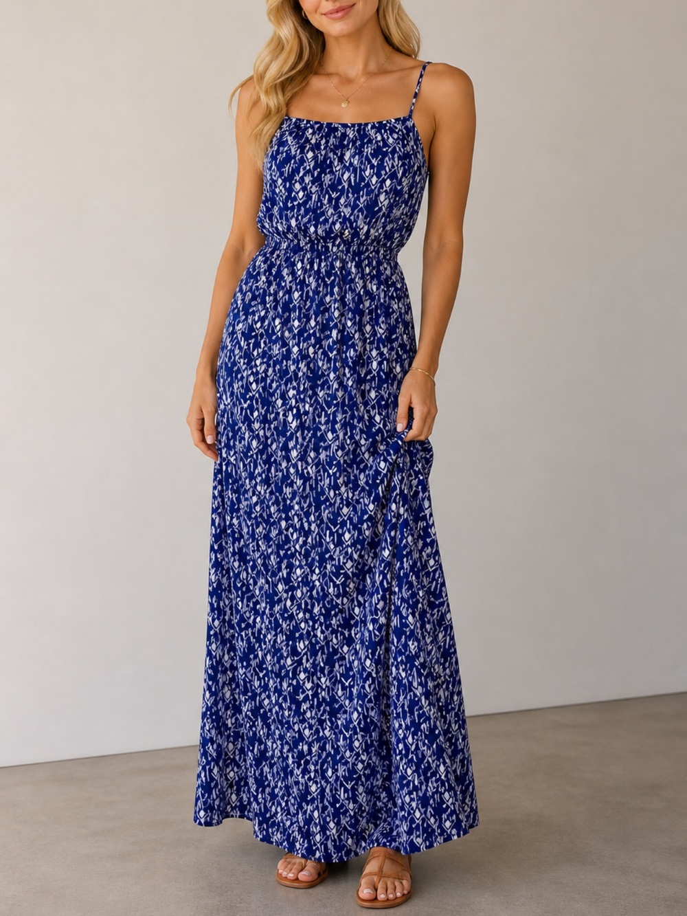 One Clothing Aztec Print Spaghetti Strap Sleeveless Geometric Maxi Dress Size XS